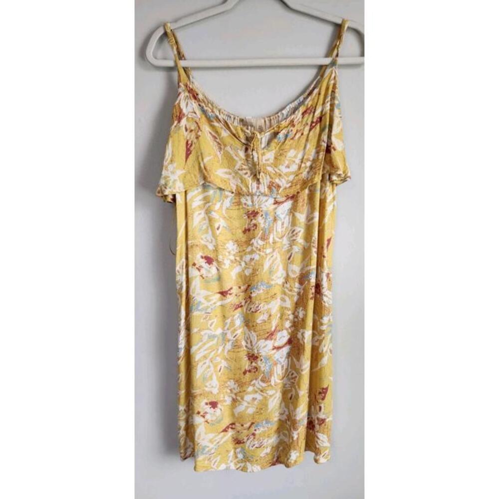 Roxy Dress Size 10 Yellow Floral Sundress Large Short